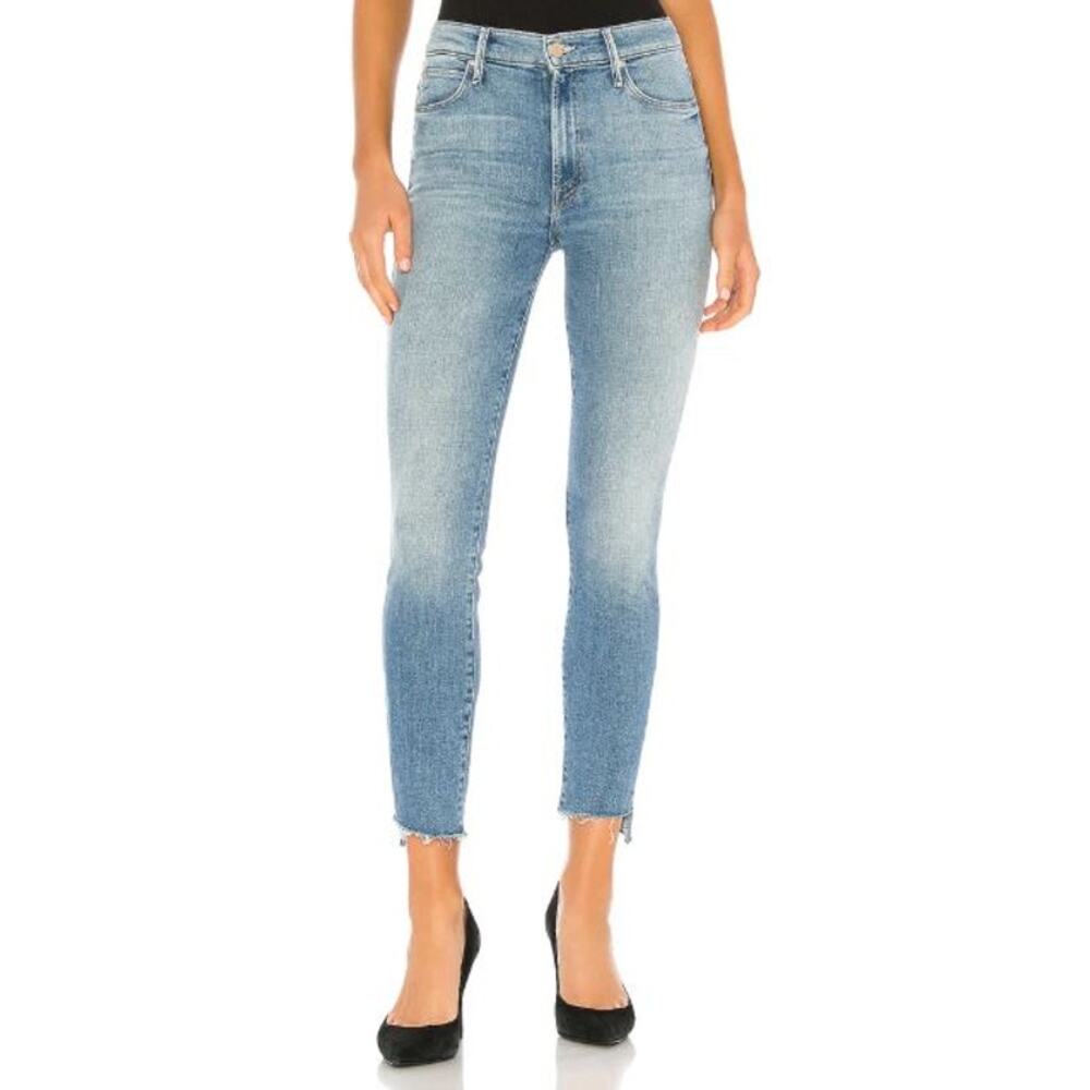 NEW MOTHER The Stunner Zip Step Ankle Fray Jeans Raw Cut Hem Tarrot Time Size 34 - Picture 8 of 14